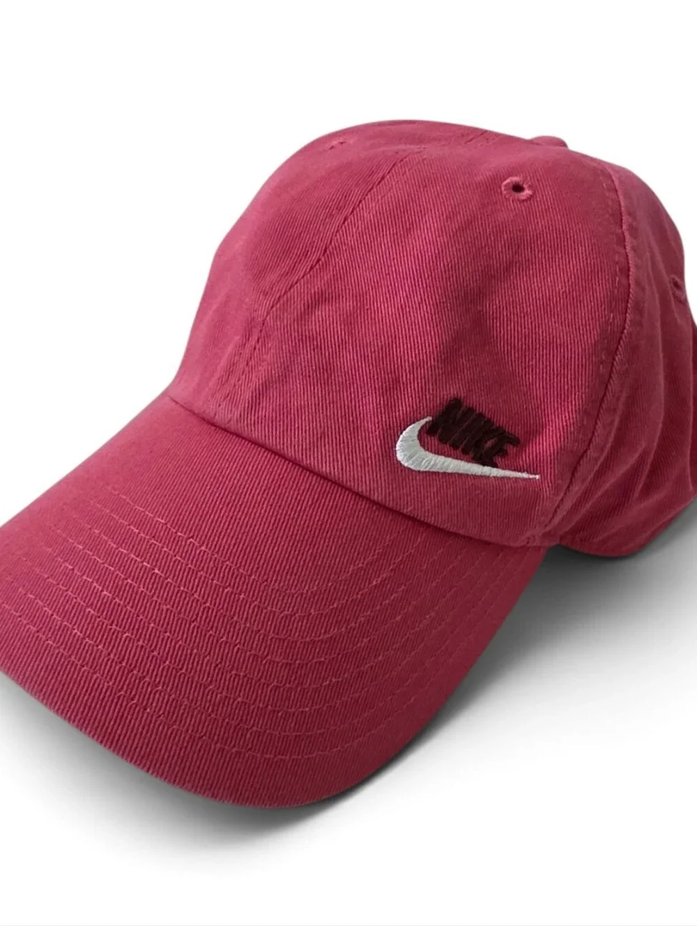 Nike Heritage86 Pink Red Cotton Strapback Hat Cap One Size Embroidered Swoosh